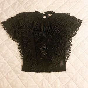 🖤Stunning black sheer, lace and fringe style top🖤